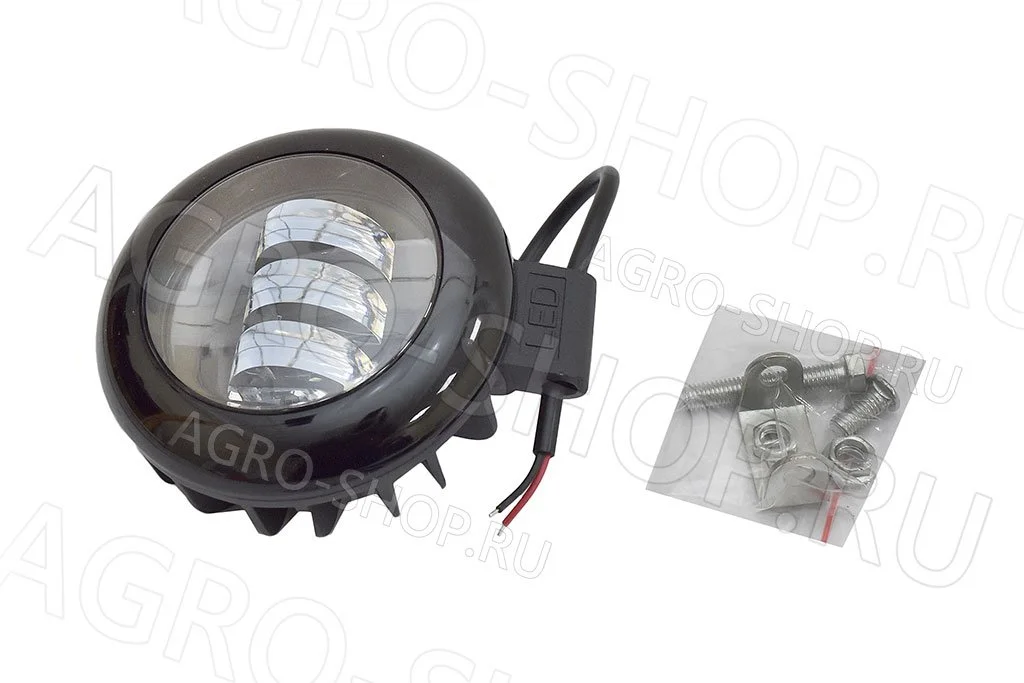 Фара LED АЕ30R-6LED-55РС круглая, рассеян. свет (115х55х135), 30W, 6 диодов 12В/24В  АвтоЭлектрика