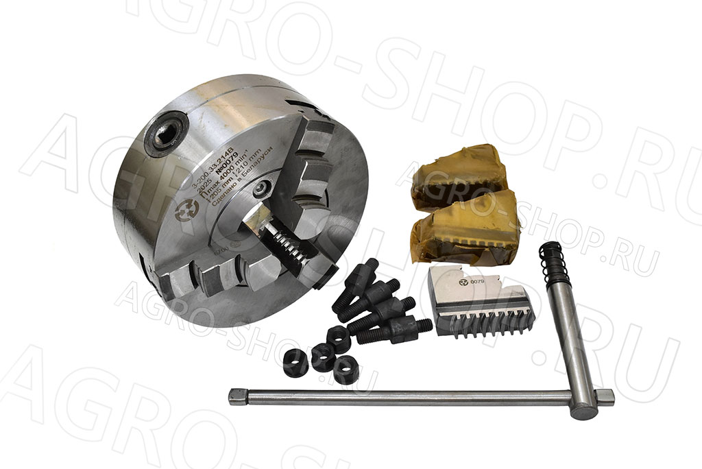 Патрон токарный 200мм (3-200.33.01П шпиндель) с обратными кулачками 