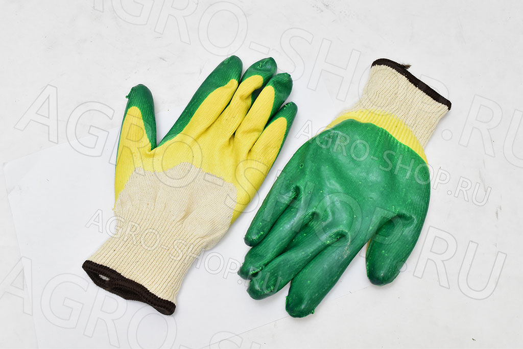 Перчатки ГРИН УТЕПЛЕННЫЕ х/б с 2-м латексом (10/250) Пер 083