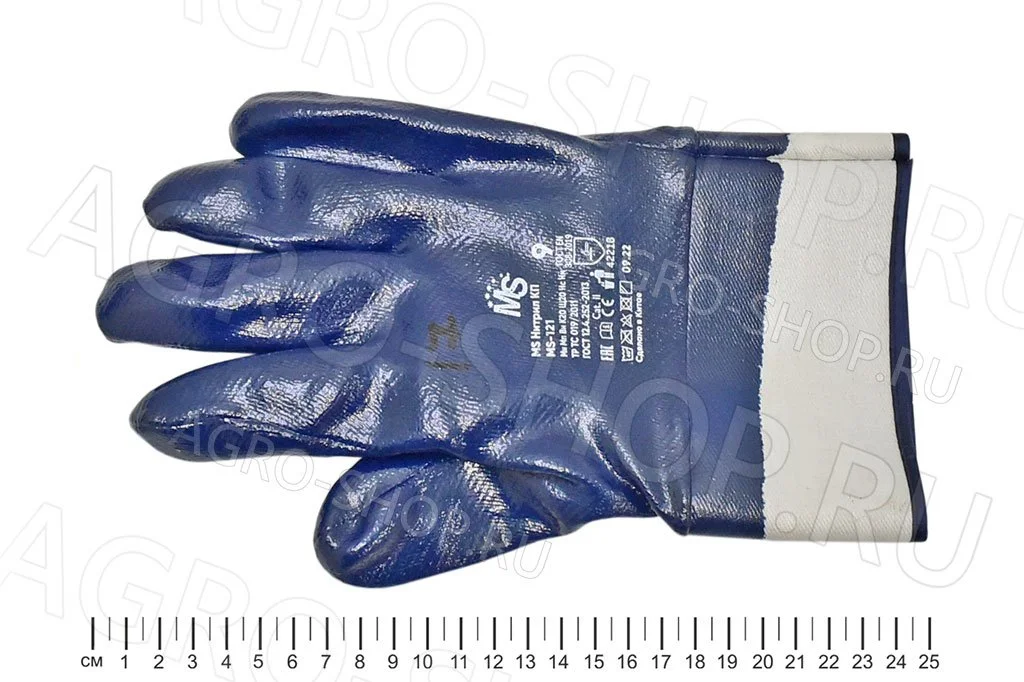 Перчатки MS Нитрил КП (MS-121) джерси, крага, полный облив, синий (9/L) (1/12/120) Пер 677
