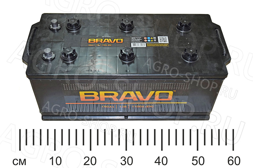 Аккумулятор 190 BRAVO 1100А прямая клемма с переходником под болт Жигулевск/AKOM 