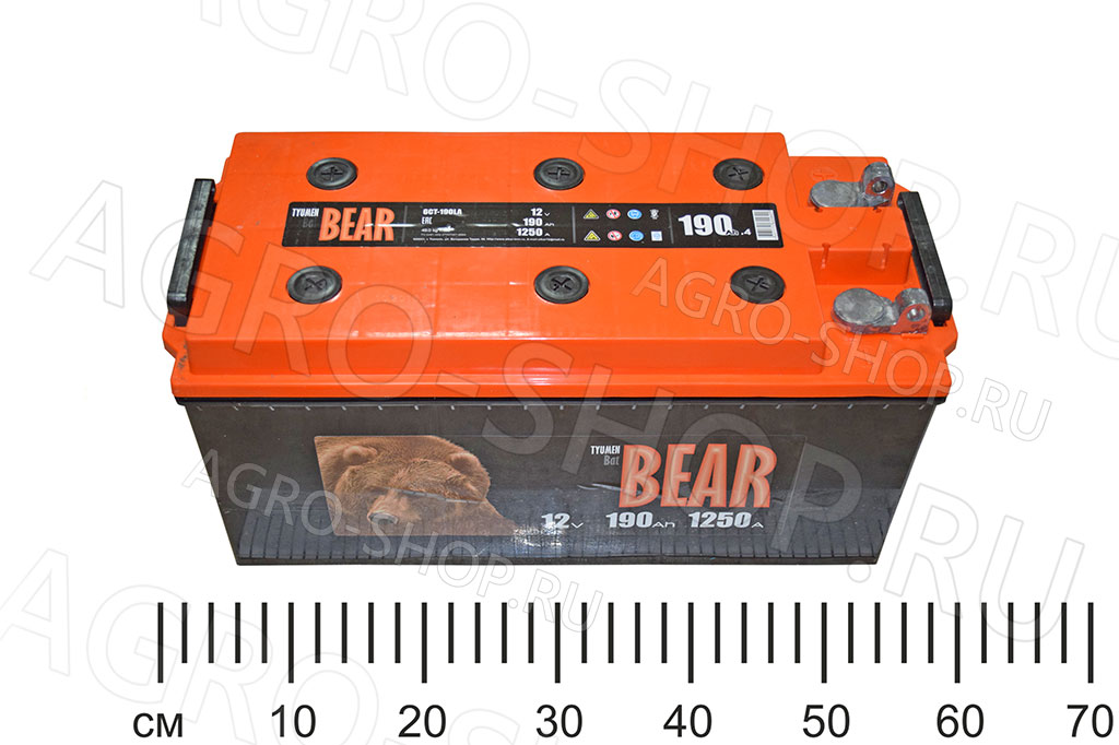 Аккумулятор 190 BatBear 1250А прямая клемма под болт Тюмень/Алькор 
