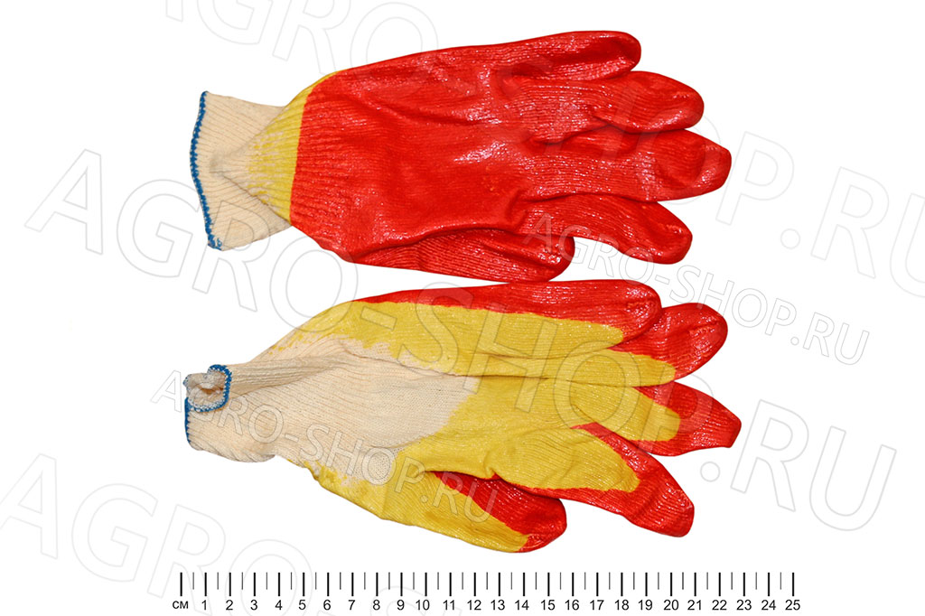 Перчатки ОРАНЖ х/б с 2-м латексом (10/400) Пер 020