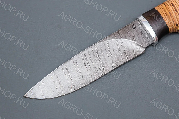 Нож Мурена (лезвие: дамасская сталь; рукоять: береста граб, дюраль)
