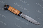 Нож Финский (лезвие: дамасская сталь; рукоять: береста, граб, дюраль)