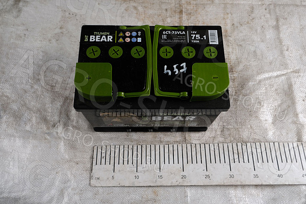 Аккумулятор 75 BatBear 720А прямая клемма конус (стандарт) Тюмень/Алькор 