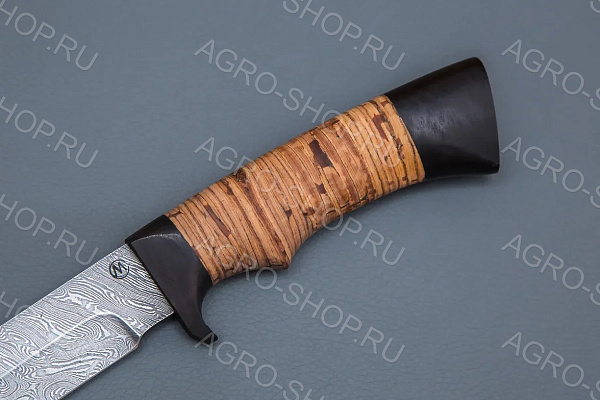 Нож Мангуст (лезвие: дамасская сталь; рукоять: береста, граб)