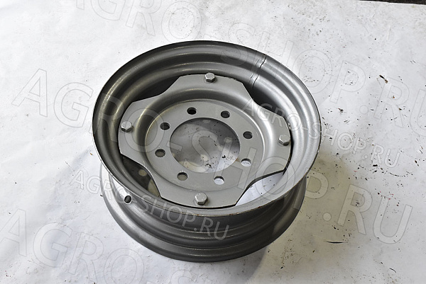 Диск колеса DW 6.0Fх16 (887.3101012) разборный на болтах, под ступицу 8 отв. d-145/D-190/ET-0, серебо 2ПТС-4, КТУ-10 Китай