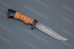 Нож Мангуст (лезвие: дамасская сталь; рукоять: береста, граб)
