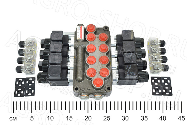 Гидрораспределитель MB-3/4S3/28ES3/G-3/V3-12VDC 45 л. 4 секции электроупор 12V Е-403 Мещера 