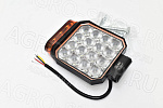 Фара LED АЕ20S-16LED-РС-WR (STR-3AE) с маяком квадр, расс. свет (130х30х100), 20W, 16 диод 12В/24В  АвтоЭлектрика