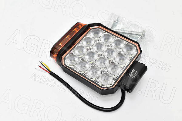 Фара LED АЕ20S-16LED-РС-WR (STR-3AE) с маяком квадр, расс. свет (130х30х100), 20W, 16 диод 12В/24В  АвтоЭлектрика