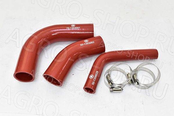 Патрубки 50-1303062-Б2 / 70-1303001 / 50-1306028 радиатора   силикон (3шт.) с хомутами МТЗ-80/82