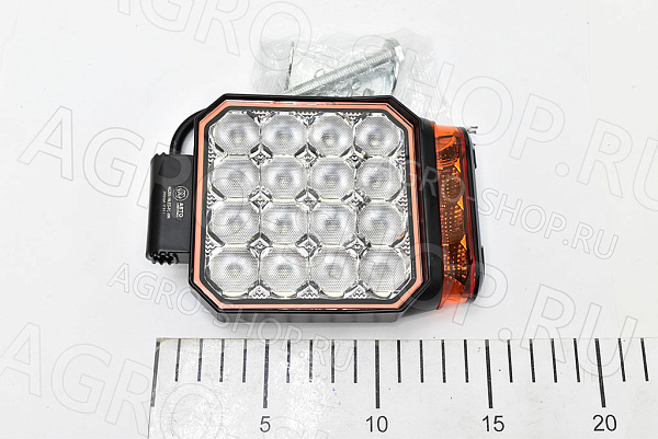 Фара LED АЕ20S-16LED-РС-WR (STR-3AE) с маяком квадр, расс. свет (130х30х100), 20W, 16 диод 12В/24В  АвтоЭлектрика