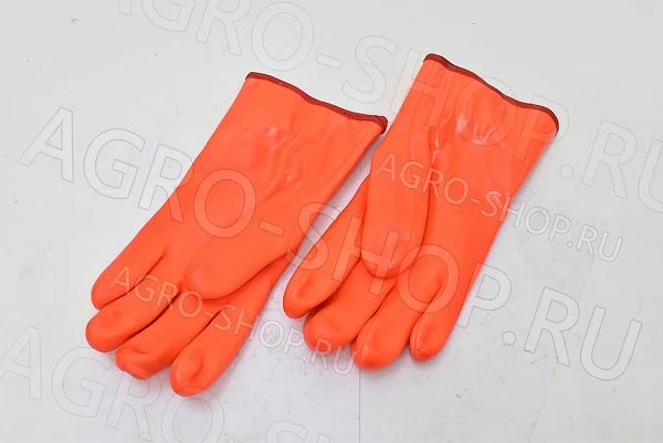 Перчатки НОРДИК (WG-786/TP-07), джерси, ППУ, ПВХ сплошной, крага, 300мм, оранжевый (6) р.10 Пер 607