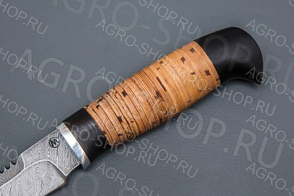 Нож Судак (лезвие: дамасская сталь; рукоять: береста, граб, дюраль)