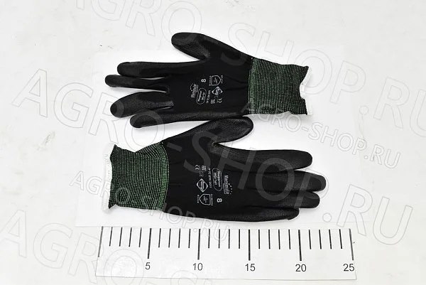 Перчатки МИКРОПОЛ (MG-161) нейлон ,полиуретан,оверлок,черный (1/12/120) р.8 Пер 612