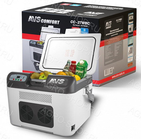 Холодильник автомобильный AVS CC-27WBC(программное цифровое управление, USB-порт) 27л 12V/24V/220V