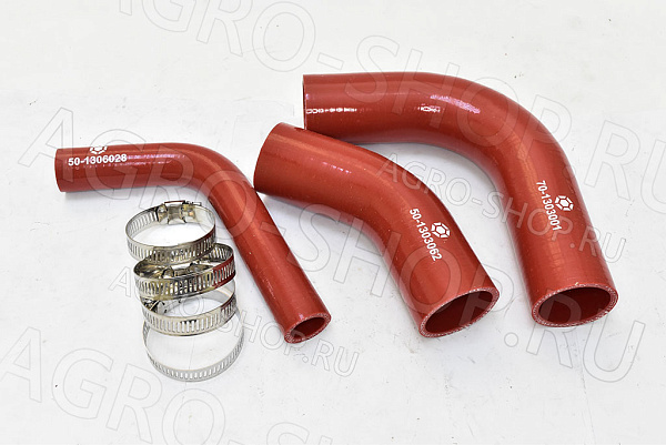 Патрубки 50-1303062-Б2 / 70-1303001 / 50-1306028 радиатора   силикон (3шт.) с хомутами МТЗ-80/82