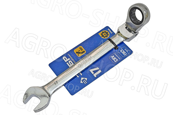 Ключ комбинированный трещоточный 17х17 шарнирный ЗУБР (27101-17)