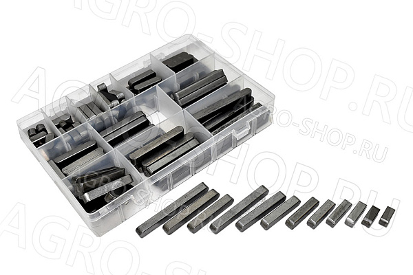 Комплект шпонок 8мм. (8х18,8х20,8х25,8х28,8х30,8х40,8х45,8х50,8х55,8х60,8х70 по 10 шт.) в кейсе